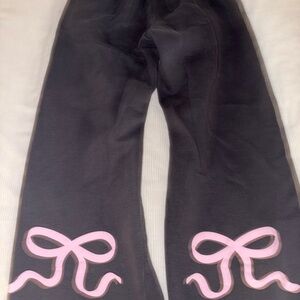 edikted Grey Pants with Pink Bow Accents